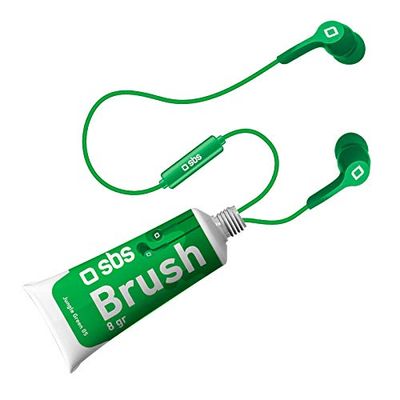 SBS Auricolare Brush stereo in confezione tubetto vernice, cavo jack da 3,5 mm, microfono integrato, tasto alla risposta, colore verde