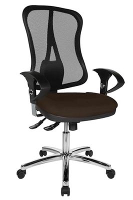 Topstar Head Point SY Deluxe Chaise de Bureau Ergonomique avec accoudoirs en Tissu Marron foncé/Noir