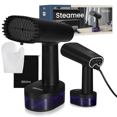 Steamee 2-in-1 Handstomer en Strijkijzer - 1640W Kledingstomer met Keramische Zool, 370ml Afneembaar Waterreservoir, 25g/min Stoomoutput, 30s Opwarmtijd, Inclusief Borstel, Handschoen en Reistas