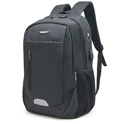 Waytex 71054 Sac à Dos Sécurité pour Ordinateur 15,6’’ Complet Serrure Antivol Port USB et Passage Câble Ecouteurs