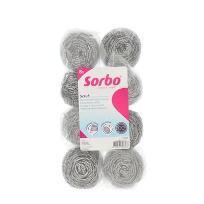 Sorbo RVs – Juego de 8 esponjas de Acero Inoxidable de 40 g – Extra Fuerte y Duradero – para sartenes, Parrillas, hornos, hornos, estropajos metálicos para Limpieza intensiva