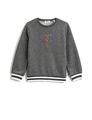 Koton Basic sweatshirt met ronde hals, antraciet (931), 5-6 jaar voor meisjes, antraciet (931), 5-6 Jaren