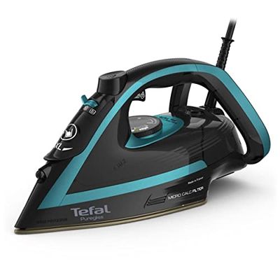 Tefal FV8066 Puregliss Plancha de vapor con supervapor de 280 g/min, abertura de llenado de agua en formato XL, soporte estable, equipo antical, parada por goteo y apagado automático,