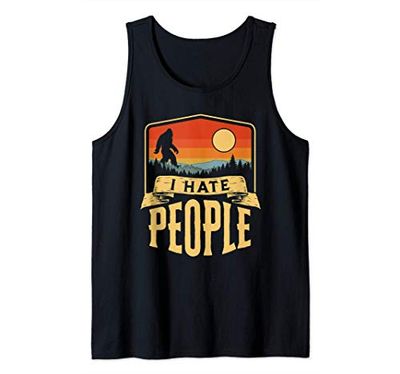 I Hate People Funny Bigfoot Vintage Introvert Outdoor Nature Canotta