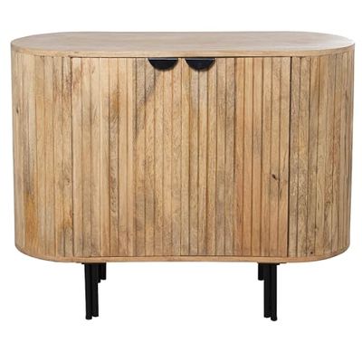DRW Console Ingresso Mobile con 2 Ante con Disegni in Legno Naturale 100 x 40 x 80 cm, 100x40x80cm