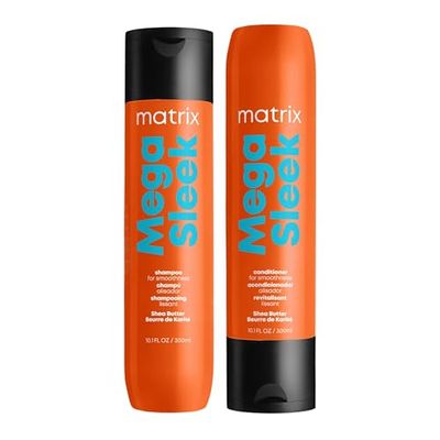 Matrix, Routine Anti-Frisottis pour Cheveux Indisciplinés, Contrôle et Protège de l'Humidité, Lisse la Fibre, Beurre de Karité, Mega Sleek