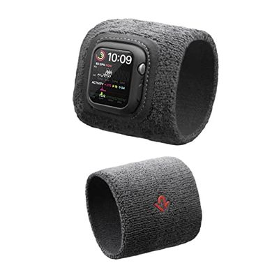 Twelve South 91282 ActionBand voor Apple Watch 41mm | Pols- of onderarm Beschermende zweetbandset voor sport of activiteiten, zwart