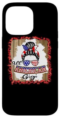 All American Gigi Patriotic Messy Bun Usa Flag 4th of July Custodia per iPhone 14 Pro Max