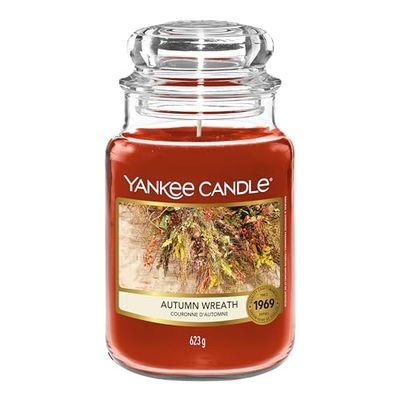 Yankee Candle Geurkaars - herfstkrans grote pot - lange brandende kaarsen: tot 150 uur - cadeaus voor vrouwen