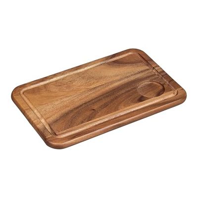 Tala Planche de service avec rainure et encastrement, planche en bois d'acacia laqué, idéale pour servir et exposer tous les aliments et idéale pour servir un repas principal, mesure 34 x 22 x 1,5 cm,
