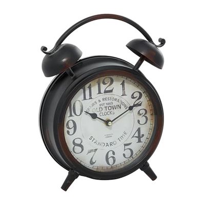 Deco 79 Metal Table Clock H, W-52510, Iron, Black, 13" by 10"