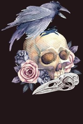 Vintage Gothic Notebook Journal, lined and blank page notebook, Crow Skull Journal large 120 pages 6*9