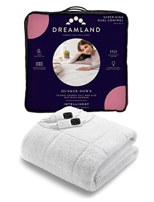 Dreamland Intelliheat+ Scandi Sherpa deken voor tweepersoonsbed, 200 x 180 cm, elastische riemen, 2 bedieningselementen, 6 temperatuurinstellingen en timer, machinewasbaar