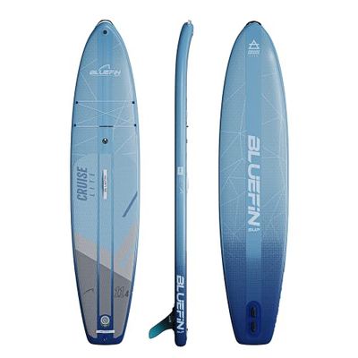 Bluefin Cruise Lite SUP paddleboard, paddelbrädor för vuxna, stående paddelbräda, sittbräda, ståupp-paddleboard, 11 fot 4 blåfenad supp lätt paddelbräda, kompakt SUP paddleboard