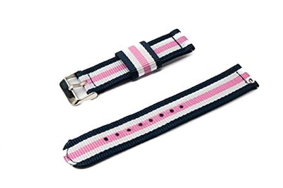 System-S Correa de nailon de 20 mm para Samsung Galaxy Watch 4 Smartwatch Colorido, Azul-Blanco-Rosa, Eine Grösse, Clásico, Azul-Blanco-Rosa, Eine Grösse, Clásico