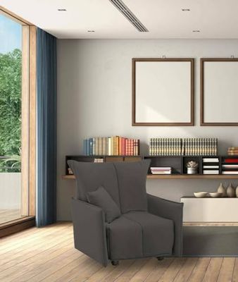 Talamo Italia - Fauteuil Almerinda, Canapé Simple, Fauteuil de Salon ouvrant sur Chariot, Accoudoirs Standards, 100% Made in Italy, 110x90h85 cm, Gris