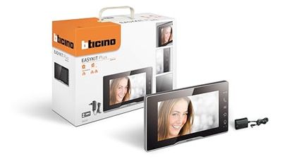 Bticino 334253 Video Intercom 2 Wires Internal Monitor 7 Inches Colour with Handsfree and Power Supply with Plug-in Plug, Great as a Second Display for Two-Tier or Two-Family Houses, Black