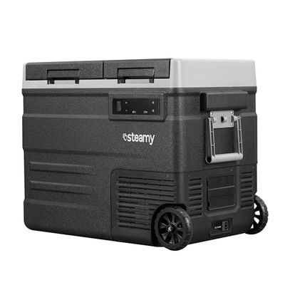 Steamy-E Dual Zone 55 Roller, Glacière à compresseur électrique avec roulettes, 49 litres, 12 V/230 V, pour Refroidir et Congeler, idéale pour Le Camping