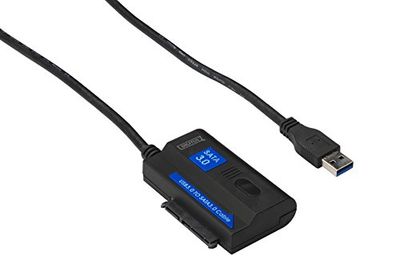 DIGITUS Adaptador de Disco Duro, Conversor USB 3.0 a SATA3, para SSDs/HDDs de 2,5/3,5", velocidad de 5 Gbit/s, Cable de 1.2 m de Longitud, Incl. Fuente de Alimentación, Plug & Play, Negro