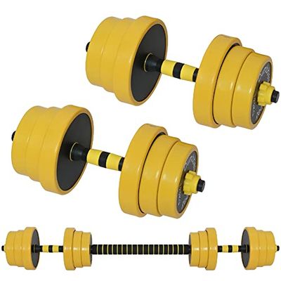 BAKAJI Set 2 in 1 Manubri Regolabili con Barra Bilanciere di collegamento, Rivestimento Gomma Piuma Antiruggine Antiscivolo, Palestra, Fitness, con Pesi (30, Chilogrammi)