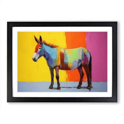Donkey Minimalism Framed Wall Art Print, Ready to Hang Picture for Living Room Bedroom Home Office, Black A2 (66 x 48 cm)