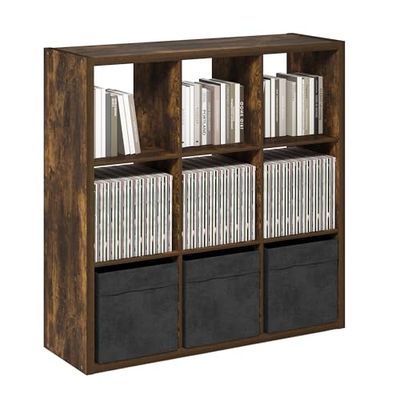Furinno Cubicle Open Back Decoratieve Kubus Opbergorganizer, 9-Cube, Amber Pine