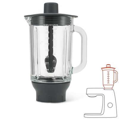 Kenwood KAH359GL Accessorio Frullatore per impastatrici planetarie, in vetro Thermoresist, lame in acciaio inox facilmente removibile, capacità 1,6L, Grigio trasparente