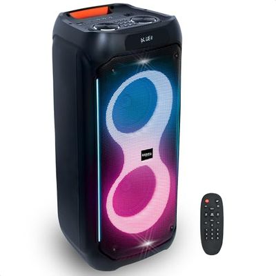Ibiza - COLUMBA800 - Potente Altavoz 2x8/20cm con batería Recargable - Bluetooth, Micro-SD, USB, Aux, 2 Mic IN, 1 GT IN, RCA out - TWS - LED Multicolor Infinito - Mango