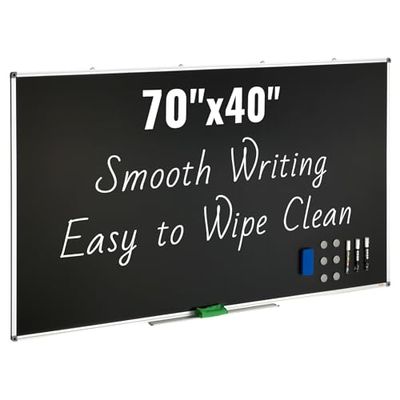 VEVOR Zwart bord, 177,8 x 101,6 cm groot schoolbord met aluminium frame, zwarte planken droog wissen inclusief 1 magnetische wis- en 3 droogwismarkeringen, zwart oppervlak, voor kantoor, thuis en op