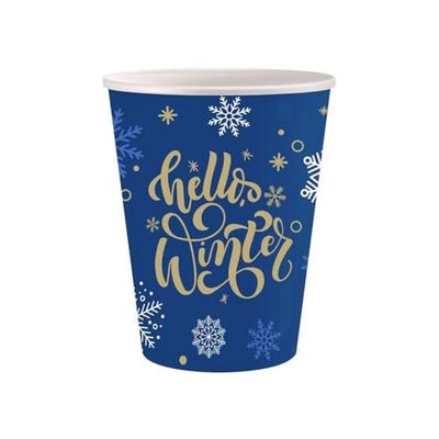 Weihnachten Hello Winter Blue Pappbecher (6 Stücke) 250 ml