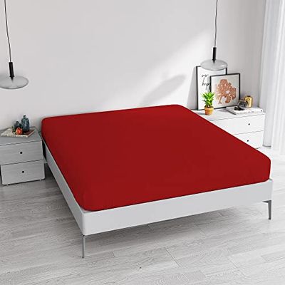Hoeslaken Elegant, 35 cm, rood, tweepersoonsbed Maxi