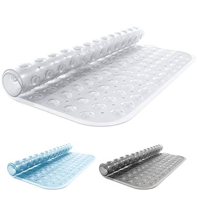 ANSIO® Tapis de Douche antidérapant et Anti-moisissure en Caoutchouc avec Trous de Drainage et ventouses, Lavable en Machine (54 x 54 cm, Transparent)
