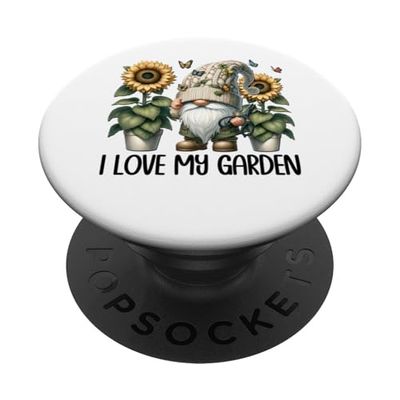 Cute Sunflower Gnome Graphic For Gardener I Love My Garden PopSockets PopGrip Adhesivo