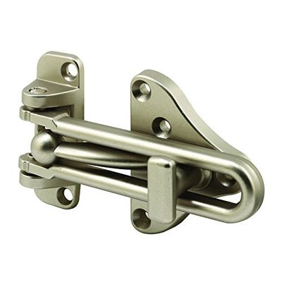 Defender Security U 11316 Swing Bar Door Guard with High Security Auxiliary Lock, Satin Nickel, 1 Pack
