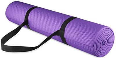 BalanceFrom GoYoga - tapete de ioga antiderrapante de alta densidade com correia de transporte, 1/4 polegadas, cor roxa