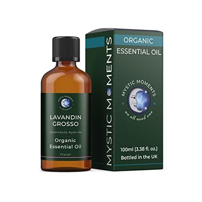 Mystic Moments | Organic Lavandin Grosso Essential Oil 100ml - Pure & Natural Oil for Diffusers, Aromatherapy & Massage Blends Vegan GMO Free