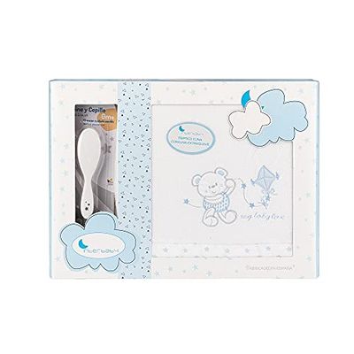Interbaby Sábanas Cuna Invierno 3 Piezas de Coralina (Bajera Ajustable, encimera y Funda de Almohada) (Baby Love BCO Azul)