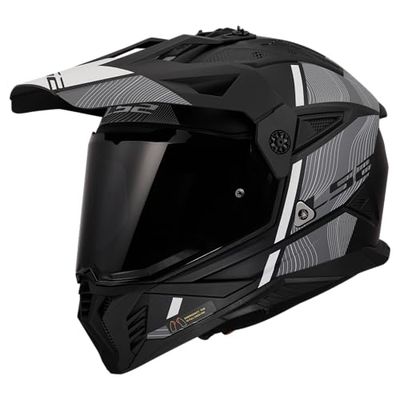 LS2, Casque Moto Cross PIONEER II HILL Matt Black White, L