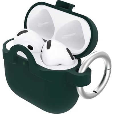 OtterBox Soft Touch Headphone Case for AirPods (4th gen), Shockproof, Drop proof, Ultra-Slim, Scratch and Scuff Protective Case for Apple AirPods, Includes Carabiner, Black