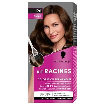Schwarzkopf Kit Racines pour cheveux châtain R6, Coloration cheveux permanente enrichie d’une huile nourrissante, Retouche racines entre 2 colorations, 1 Unité (Lot de 1)