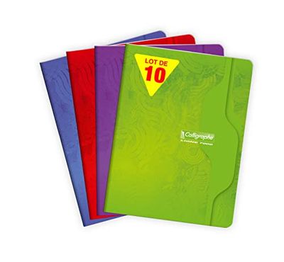 Calligraphe 7153Cpack Lot de 10 Cahiers Agrafés (une Marque de Clairefontaine) - 17x22 cm - 96 Pages Petits Carreaux - Papier Blanc 70 g - Couverture Carte Offset - Couleurs Aléatoires