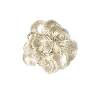 Lullabellz Premium Hair Up Scrunchie Messy Bun, Bleach Blonde, 6-Inch Length
