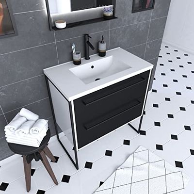 AURLANE PACM021 Mobile da Bagno, Nero/Bianco