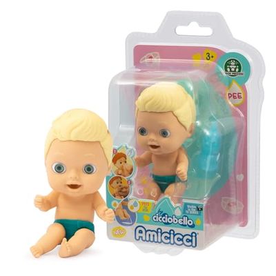 Amicicci Plassen, interactieve kleine poppen met pipi-functie en afneembare luier, spelletjes voor kinderen 3 jaar, grappige en grappige uitdrukkingen, 5 verzamelobjecten, Ciccinoah