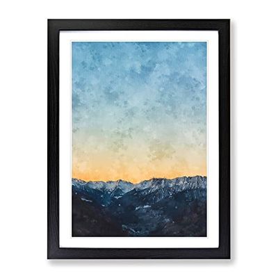 Ahrntal Mountain Valley In Italy Painting Modern Framed Wall Art Print, Ready to Hang Picture for Living Room Bedroom Home Office Décor, Black A3 (34 x 46 cm)