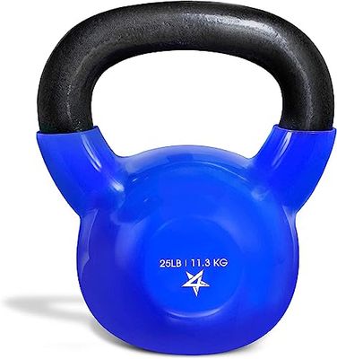Yes4All KD6S Vinyl Gecoat Gietijzeren Kettlebell, Kettle Bell Gewichten Set - Blauwe Kettlebells, 25 lbs
