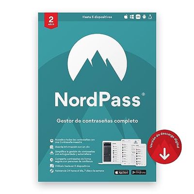 NordPass Premium - 2 años – Gestor de contraseñas (dispositivos ilimitados) – Cifrado top, Escáner de Filtración de Datos, intercambio seguro y generador de contraseñas - PC/Mac/móvil [código online]