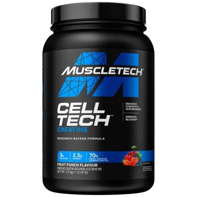 MuscleTech CellTech Creatine Monohydrate Powder, Post Workout Recovery Drink, Muscle Building & Recovery, Powdered Shake With 3g Creatine, 26 Servings, 1.13kg, Fruit Punch