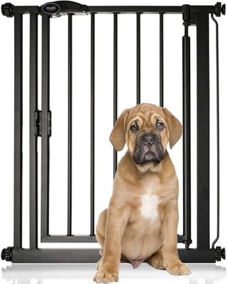 Bettacare Auto Close Pet Gate, 68.5cm - 75cm, Matt Black, Narrow Pressure Fit Stair Gate for Dog & Puppy, Safety Barrier for Narrow Doors Hallways and Spaces, Easy Installation