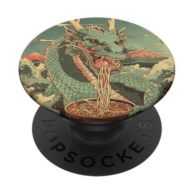 Dragón come sopa de fideos, Japón, ramen PopSockets PopGrip Adhesivo